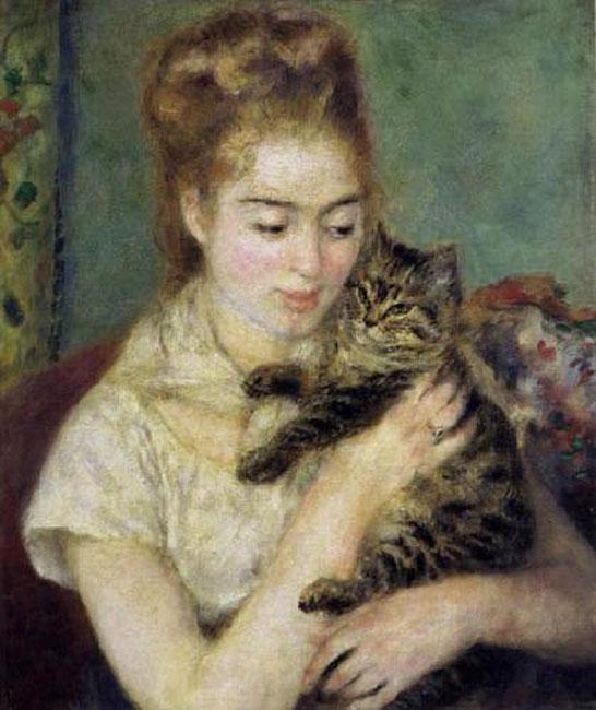 steve art gallery Woman with a Cat Pierre Renoir 56x46.4cm