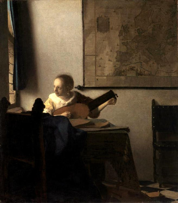 steve art gallery Woman with a Lute near a Window wt Johannes Vermeer 51.4x45.7cm