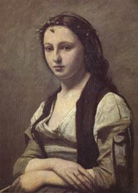 steve art gallery Woman with a Pearl Jean Baptiste Camille Corot 70x55cm