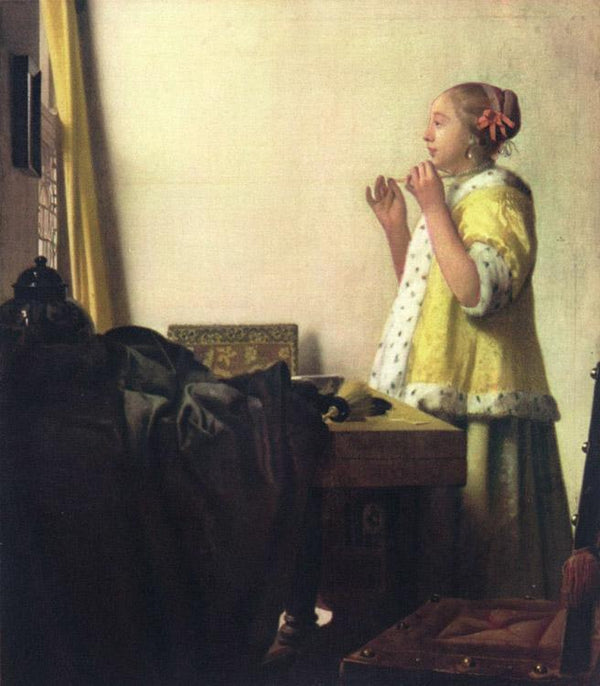steve art gallery Woman with a Pearl Necklace wer Johannes Vermeer 55x45cm