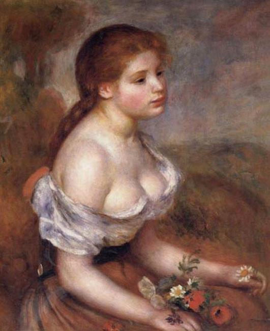 steve art gallery Young Girl with Daisies Pierre Renoir 65.1x54cm