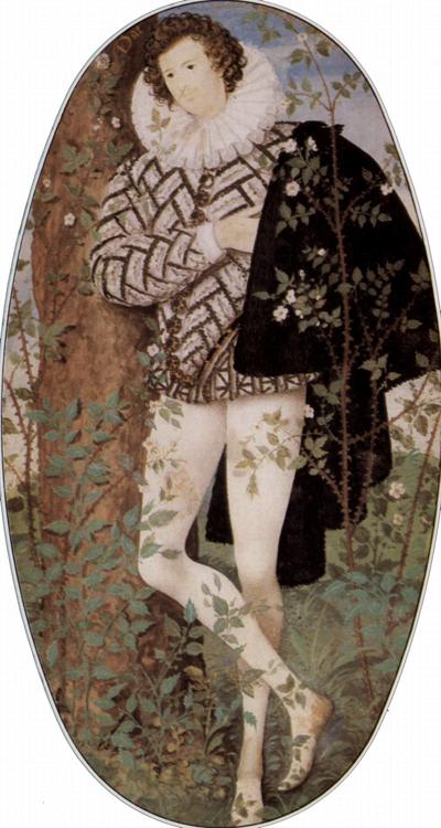 steve art gallery Young Man Leaning Against a Tree Nicholas Hilliard 80x40cm