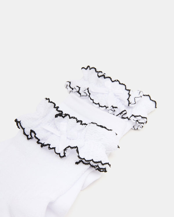 Steve Madden 2 Pack Ava Ruffle Socks White 2PACKAVARUFFLESOCKS