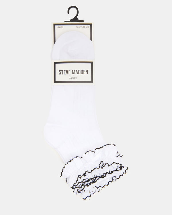 Steve Madden 2 Pack Ava Ruffle Socks White 2PACKAVARUFFLESOCKS