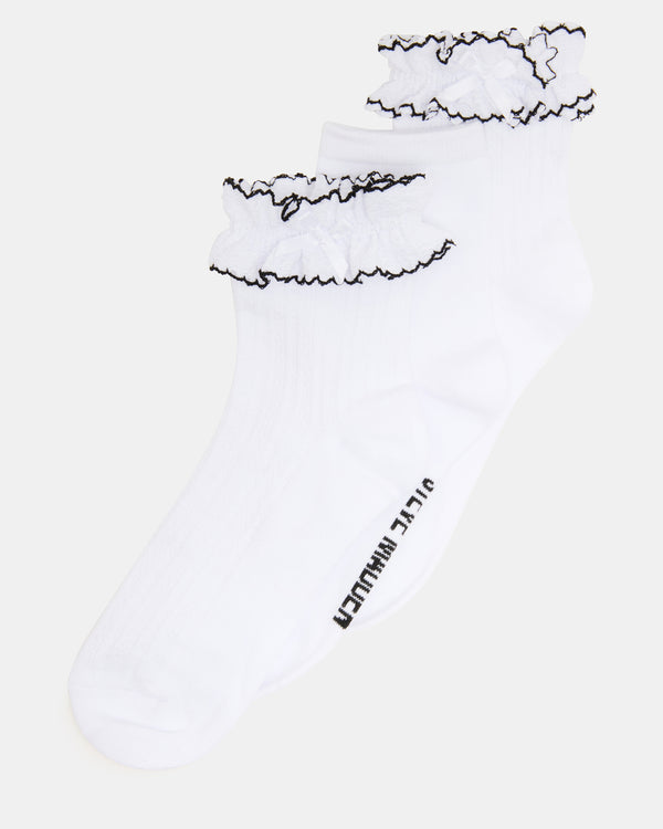 Steve Madden 2 Pack Ava Ruffle Socks White 2PACKAVARUFFLESOCKS