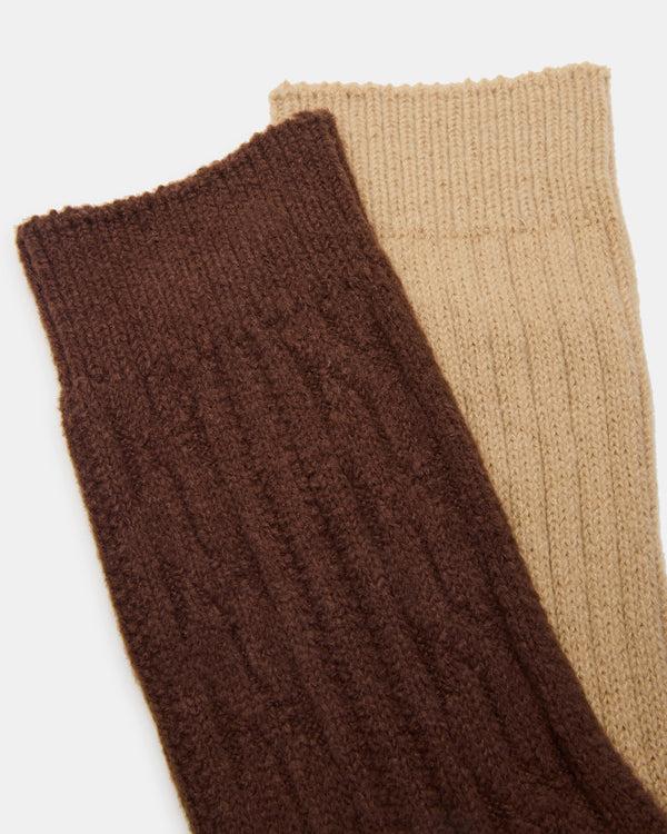 Steve Madden 2 Pack Cable Texture Boot Socks Brown 2PACKCABLETEXTUREBOOTSOCKS