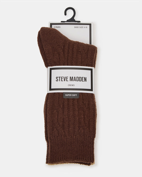 Steve Madden 2 Pack Cable Texture Boot Socks Brown 2PACKCABLETEXTUREBOOTSOCKS