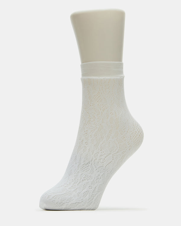Steve Madden 2 Pack Lace Anklet Socks White 2PACKLACEANKLETSOCKS