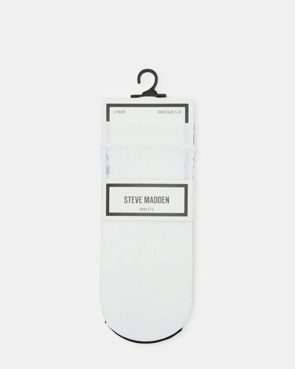 Steve Madden 2 Pack Lace Anklet Socks White 2PACKLACEANKLETSOCKS