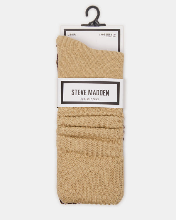 Steve Madden 2 Pack Rib Slouch Socks Tan Multi 2PACKRIBSLOUCHSOCKS