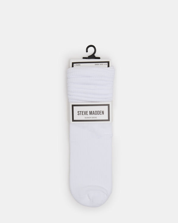 Steve Madden 2 Pack Rib Slouch Socks White 2PACKRIBSLOUCHSOCKS