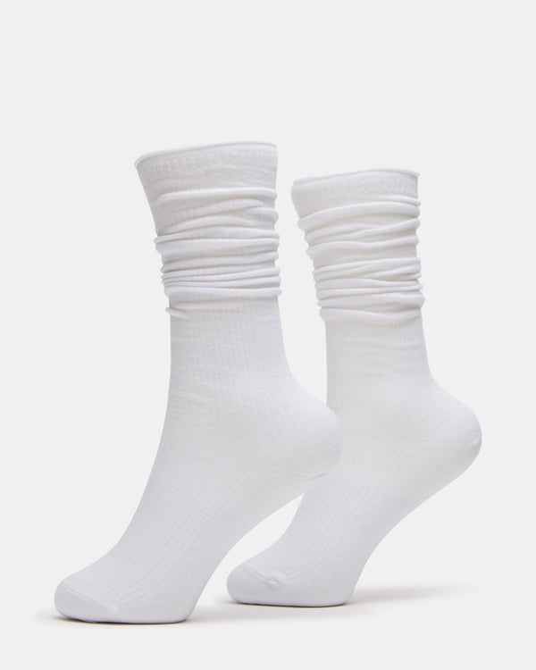 Steve Madden 2 Pack Rib Slouch Socks White 2PACKRIBSLOUCHSOCKS