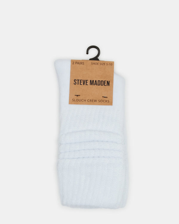 Steve Madden 2 Pack Slouchy Crew Socks White 2PACKSLOUCHYCREWSOCKS