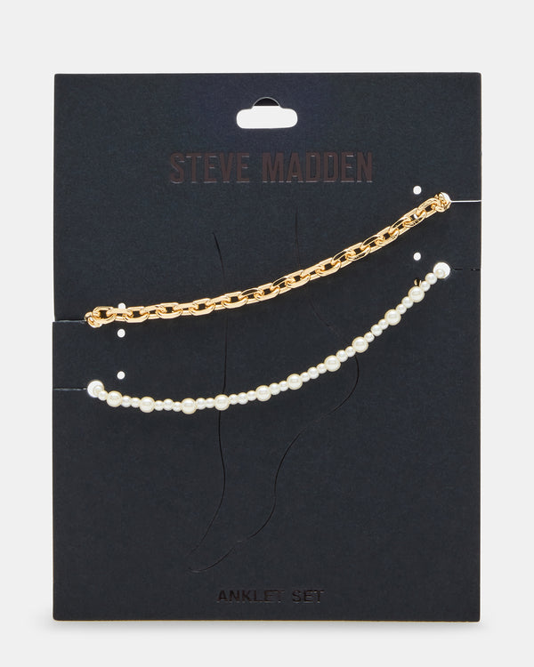 Steve Madden 2-piece Pearl Chain Anklet Set 2-PIECEPEARLCHAINANKLETSET