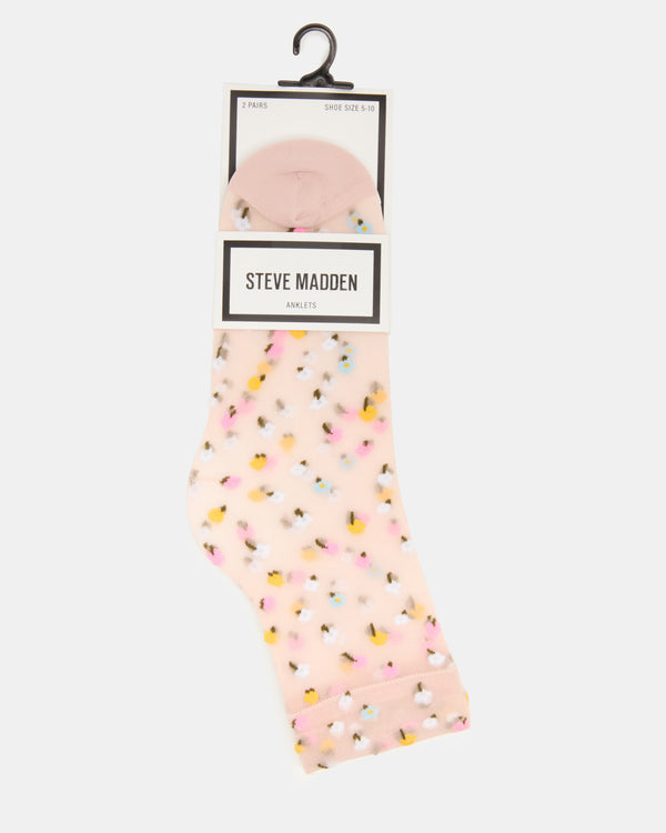 Steve Madden 2 Wildflower Pack Tulle Socks Blush 2WILDFLOWERPACKTULLESOCKS