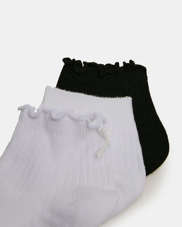 Steve Madden 3 Pack Emma Lettuce Edge Socks White/black 3PACKEMMALETTUCEEDGESOCKSWHITE/BLACK