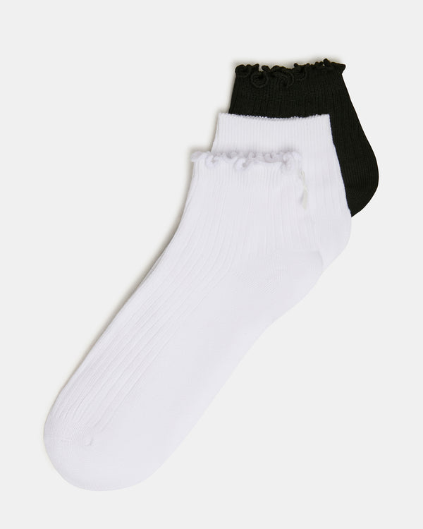 Steve Madden 3 Pack Emma Lettuce Edge Socks White/black 3PACKEMMALETTUCEEDGESOCKSWHITE/BLACK