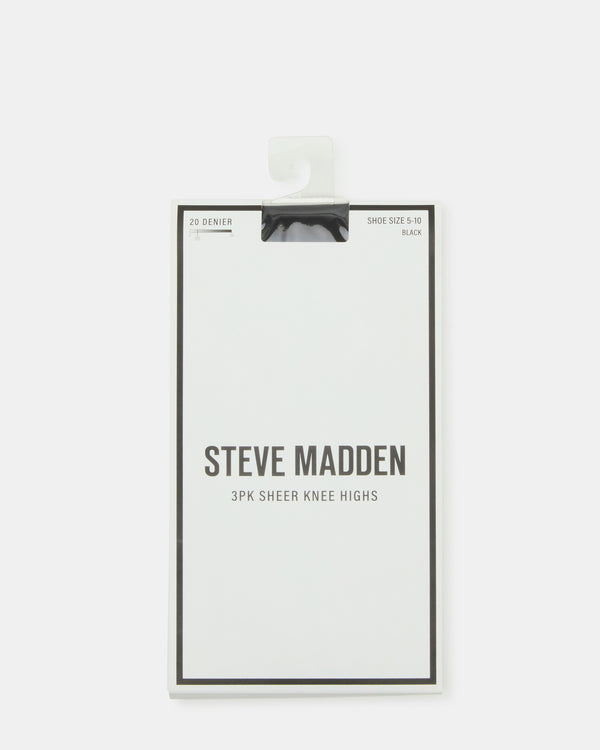 Steve Madden 3 Pack Sheer Knee High Socks Mesh Black 3PACKSHEERKNEEHIGHSOCKSMESH