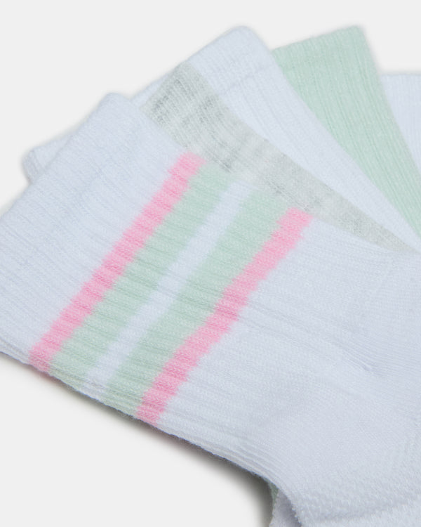 Steve Madden 5 Pack Striped Socks White Multi 5PACKSTRIPEDSOCKS