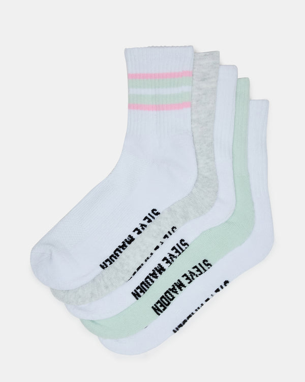 Steve Madden 5 Pack Striped Socks White Multi 5PACKSTRIPEDSOCKS