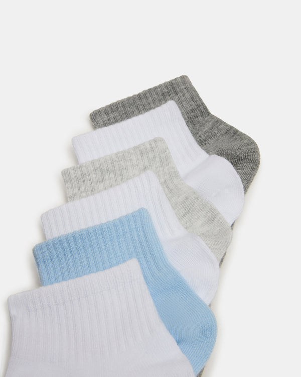 Steve Madden 6 Pack Peyton Ribbed Quarter Socks White Multi 6PACKPEYTONRIBBEDQUARTERSOCKS