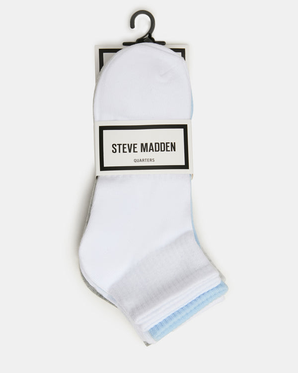 Steve Madden 6 Pack Peyton Ribbed Quarter Socks White Multi 6PACKPEYTONRIBBEDQUARTERSOCKS