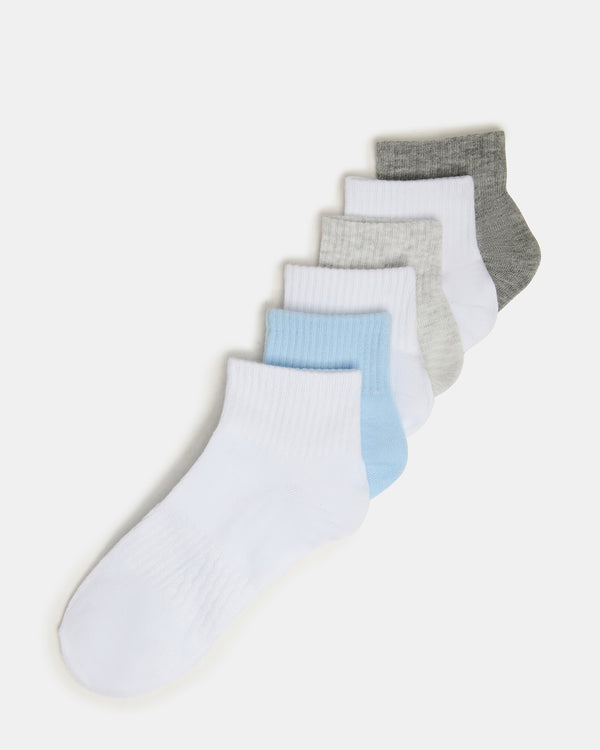 Steve Madden 6 Pack Peyton Ribbed Quarter Socks White Multi 6PACKPEYTONRIBBEDQUARTERSOCKS