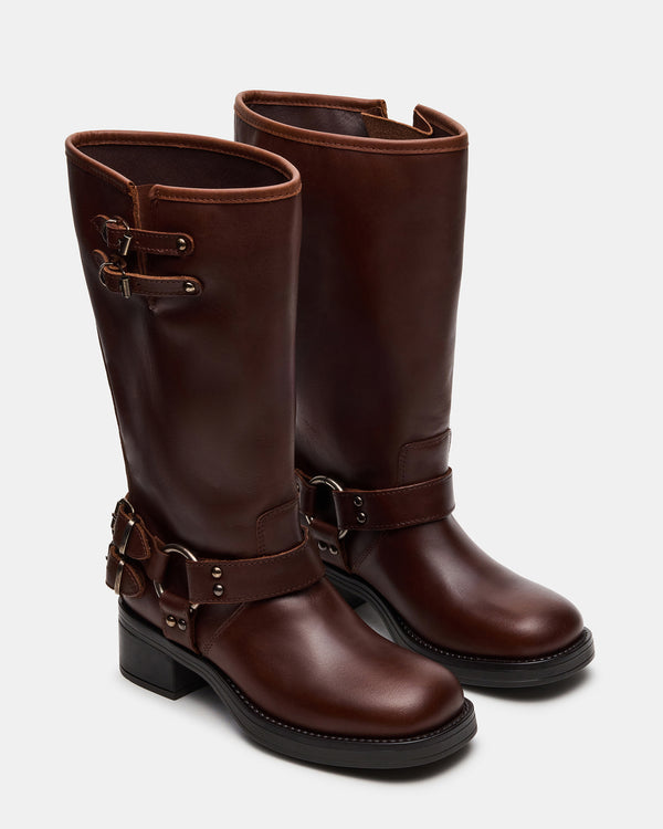 Steve Madden Astor Brown Leather Wide Calf ASTORWIDECALF