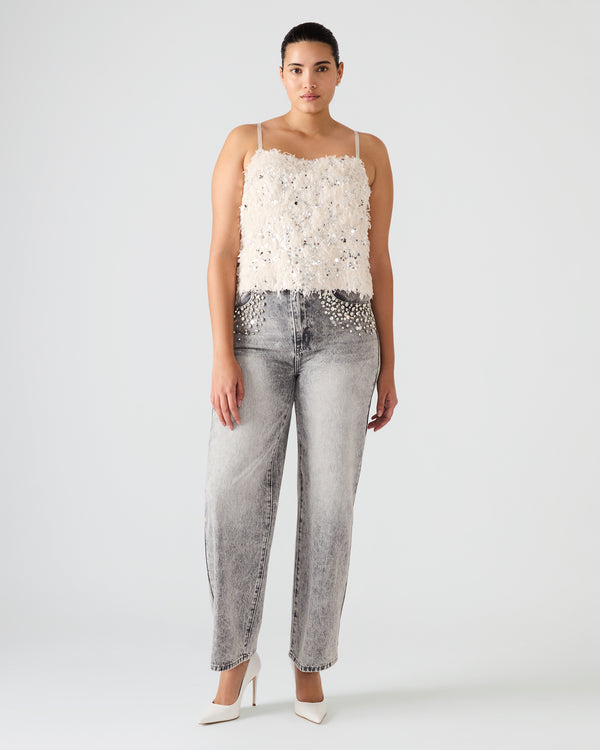 Steve Madden Blakelyn Feather Top Ivory BLAKELYNFEATHERTOP