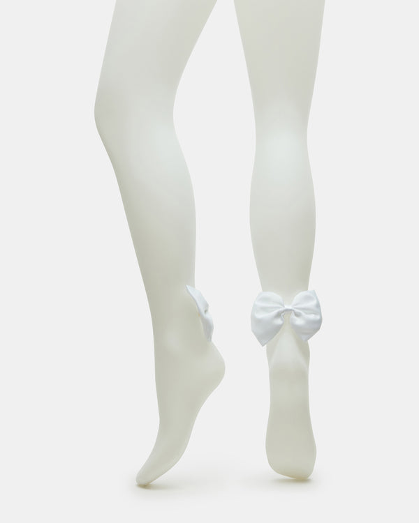Steve Madden Bridal Bow Tights Sheer White BRIDALBOWTIGHTSSHEER