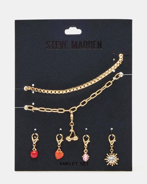 Steve Madden Cherry Charm Anklet Set CHERRYCHARMANKLETSET