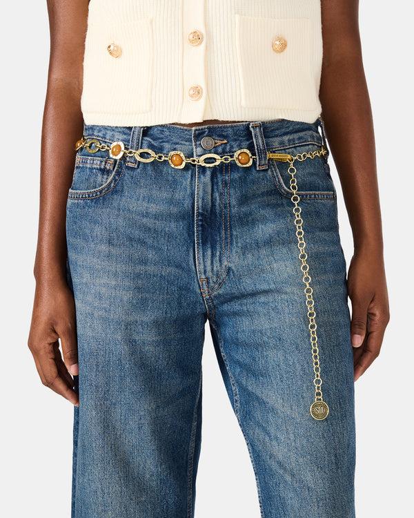 Steve Madden Colored Stone Chain Belt Gold COLOREDSTONECHAINBELTGOLD