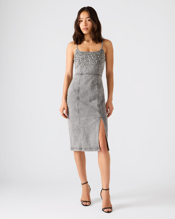 Steve Madden Embellished Giselle Denim Dress Fog EMBELLISHEDGISELLEDENIMDRESS