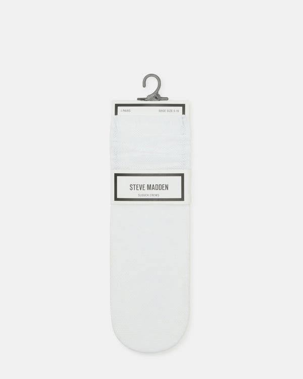 Steve Madden Fishnet Slouchy Crew Socks White FISHNETSLOUCHYCREWSOCKS