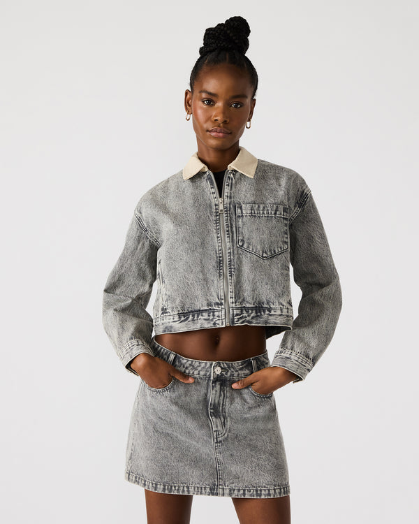 Steve Madden Glacia Denim Jacket Light Grey GLACIADENIMJACKET