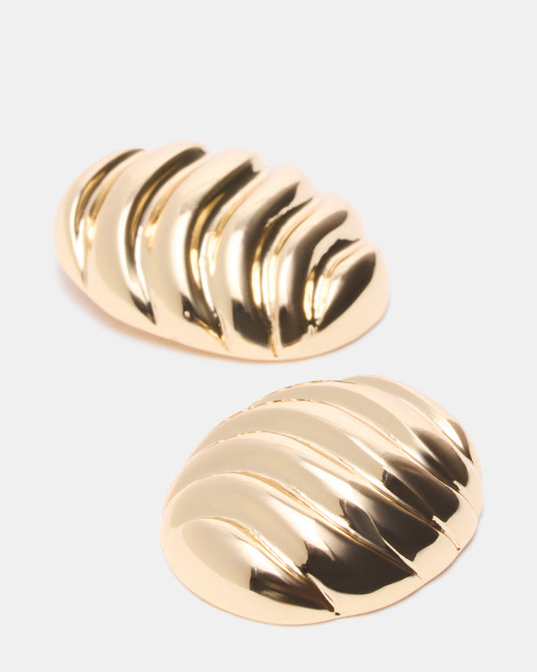 Steve Madden Grooved Circular Stud Earrings Gold GROOVEDCIRCULARSTUDEARRINGS