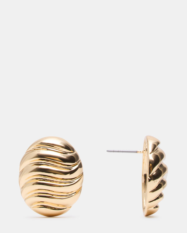 Steve Madden Grooved Circular Stud Earrings Gold GROOVEDCIRCULARSTUDEARRINGS