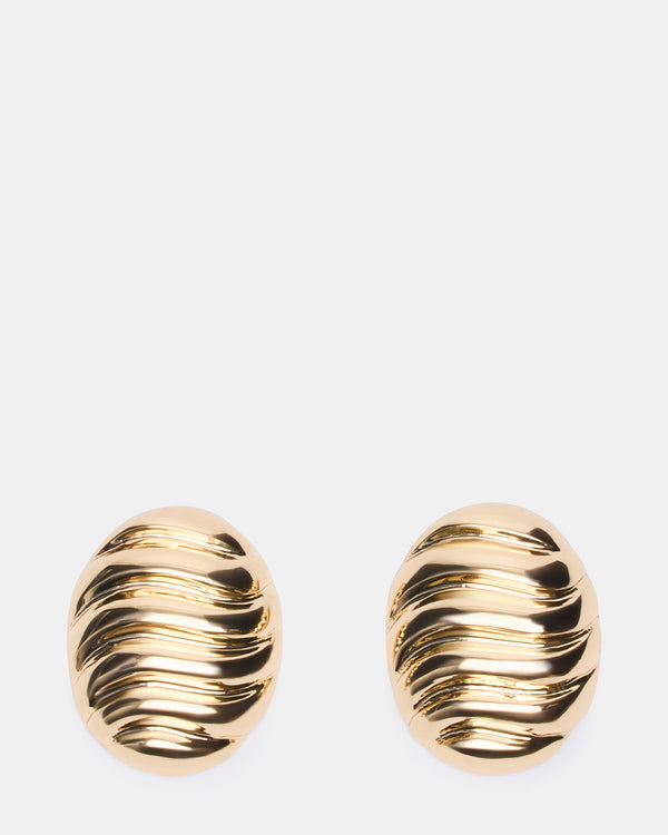Steve Madden Grooved Circular Stud Earrings Gold GROOVEDCIRCULARSTUDEARRINGS
