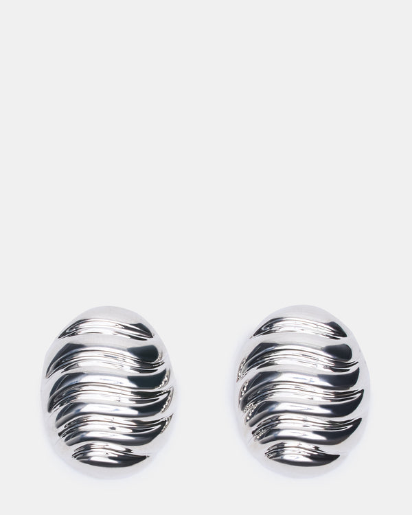 Steve Madden Grooved Circular Stud Earrings Silver GROOVEDCIRCULARSTUDEARRINGS