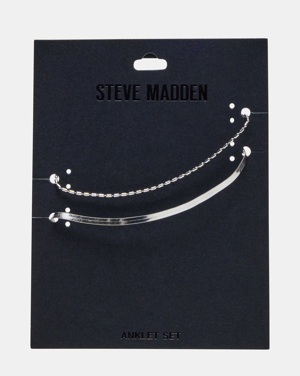 Steve Madden Herringbone Chain Anklet Set Silver HERRINGBONECHAINANKLETSET
