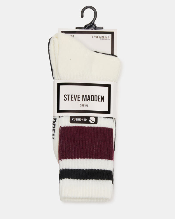 Steve Madden Ivy 2 Pack Stripe Athleisure Socks Cherry IVY2PACKSTRIPEATHLEISURESOCKS