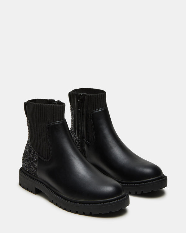 Steve Madden Kids' Lilyana Black Glitter KIDS'LILYANA KIDS' SHOES