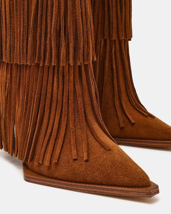 Steve Madden Kinzee Fringe Chestnut Suede KINZEEFRINGE