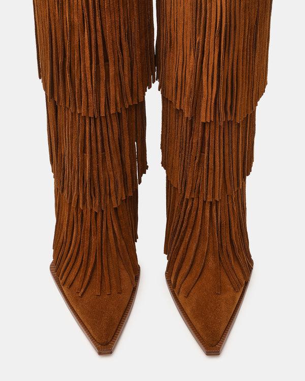 Steve Madden Kinzee Fringe Chestnut Suede KINZEEFRINGE