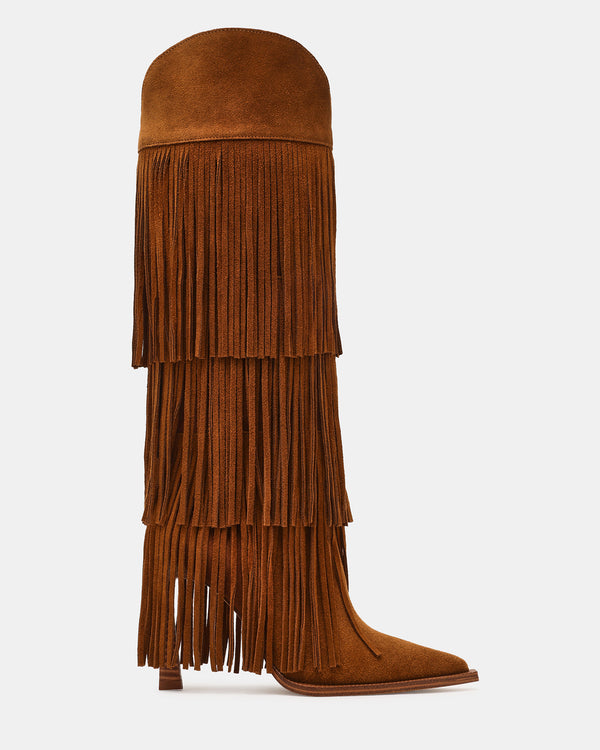 Steve Madden Kinzee Fringe Chestnut Suede KINZEEFRINGE