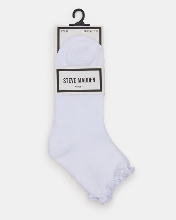Steve Madden Lettuce Edge Anklet Socks White LETTUCEEDGEANKLETSOCKS