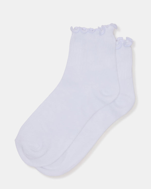 Steve Madden Lettuce Edge Anklet Socks White LETTUCEEDGEANKLETSOCKS