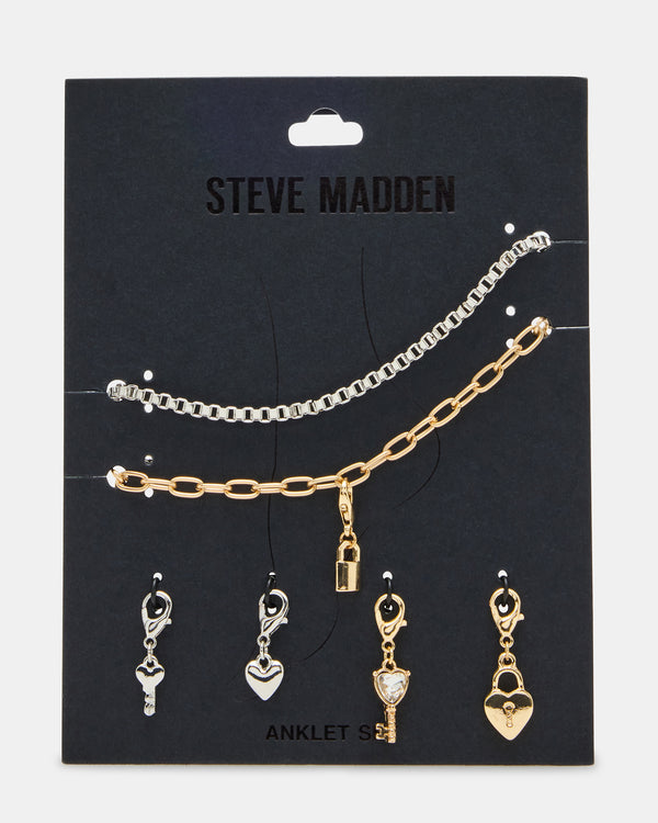 Steve Madden Lock Charm Anklet Set LOCKCHARMANKLETSET