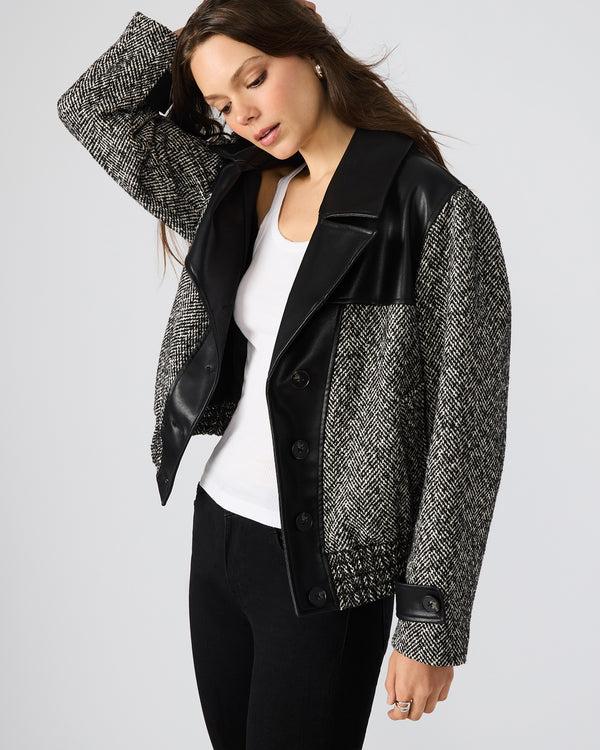 Steve Madden Mercedes Coat Black Multi MERCEDESCOAT