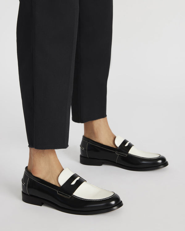 Steve Madden Natan Black/white Leather NATANBLACK/WHITELEATHER MEN'S SHOES